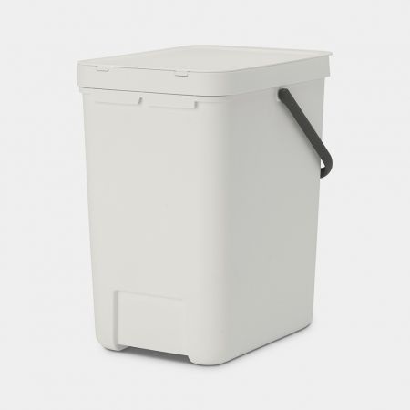 Brabantia Pattumiera Sort & Go 25L - Cestino Grande per Raccolta Differenziata - Grigio Chiaro - Coperchio Aperto, Maniglia e Fissaggio a Muro