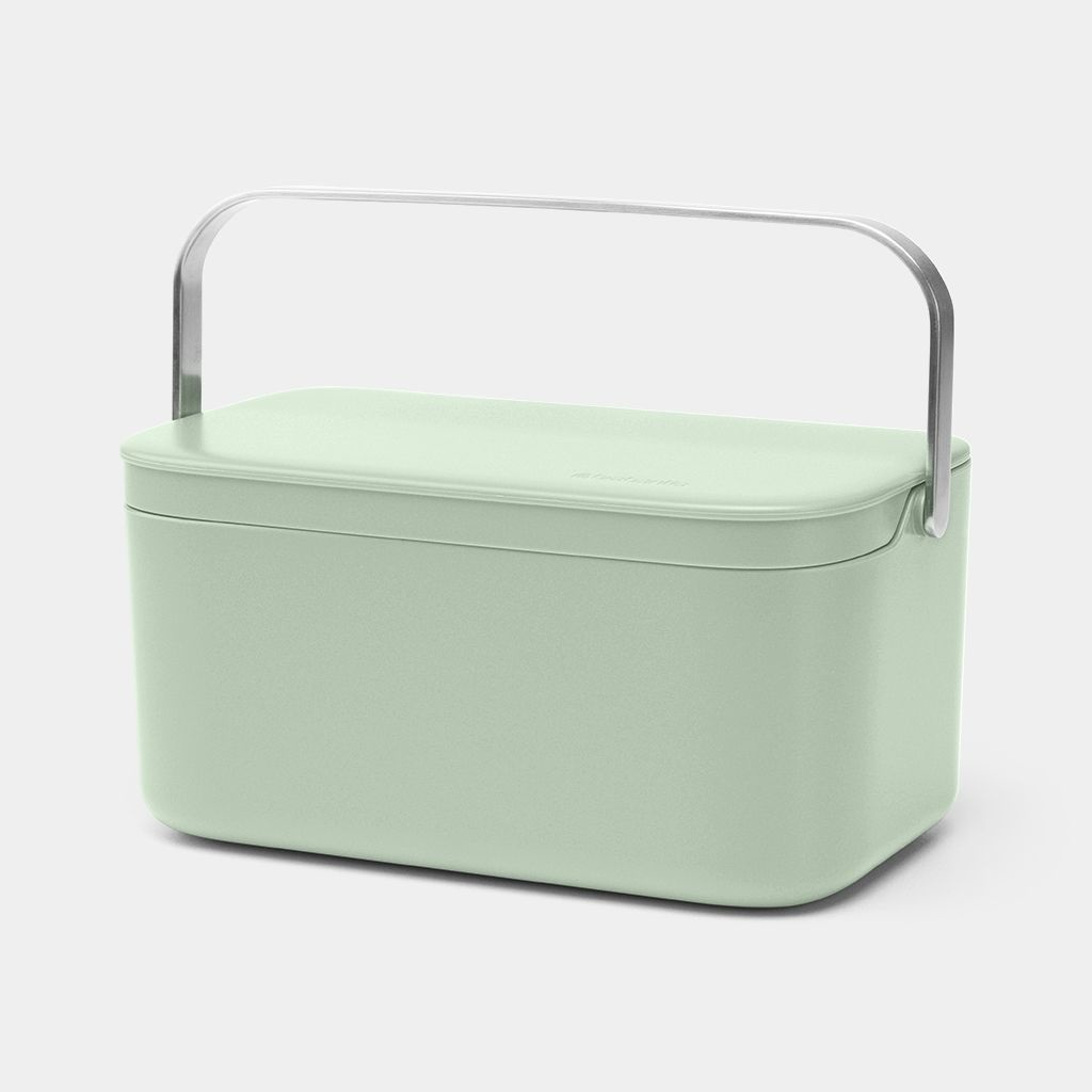Brabantia Contenitore per Rifiuti Organici Verde Giada - Coperchio Apribile, Maniglia Grande in Acciaio Inox, 1,8 L