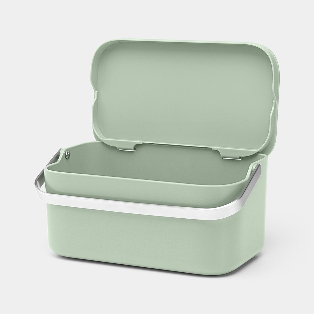 Brabantia Contenitore per Rifiuti Organici Verde Giada - Coperchio Apribile, Maniglia Grande in Acciaio Inox, 1,8 L