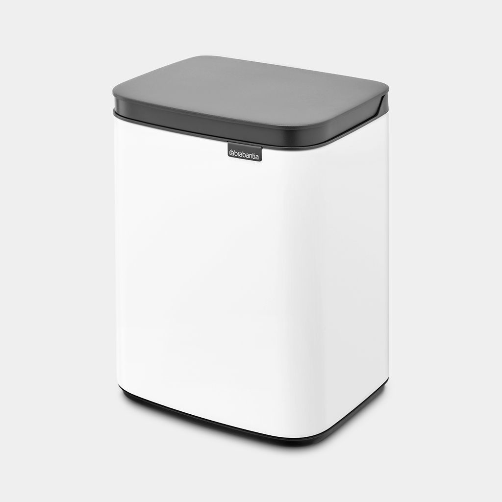 Brabantia Pattumiera Bo 4L - Cestino Elegante e Compatto, Apertura Soft, Appendibile a Parete, Bianco