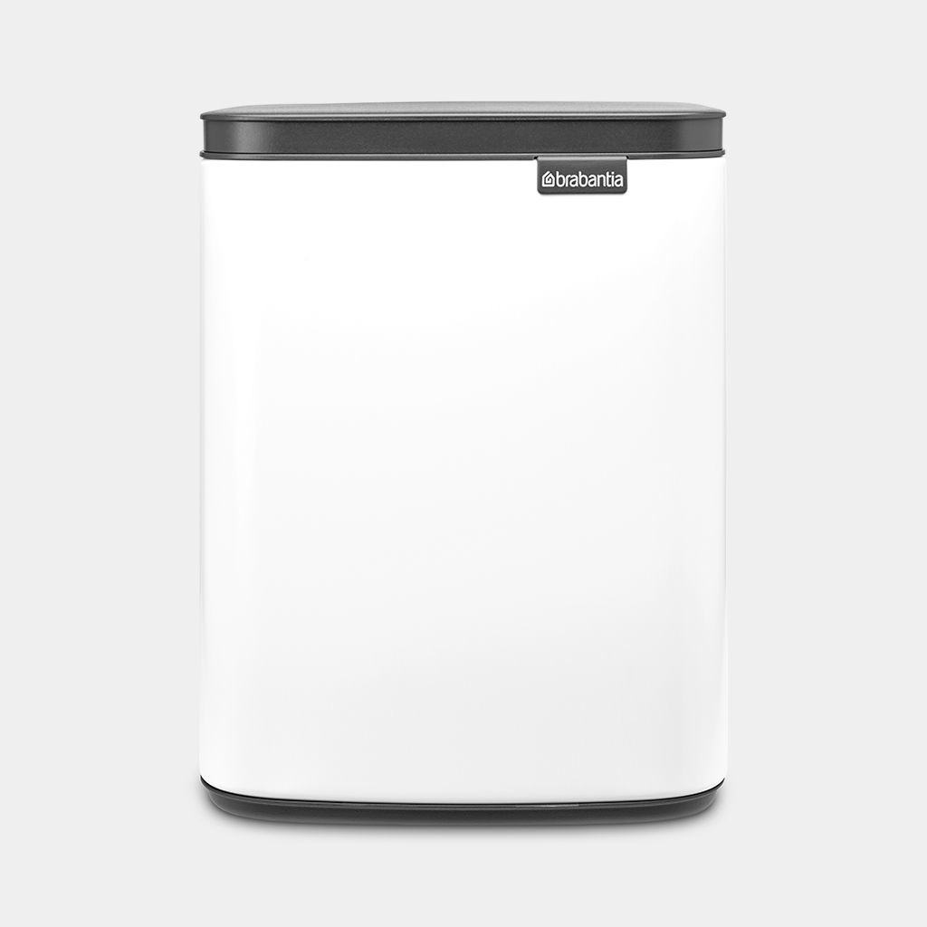 Brabantia Bo Pattumiera 7L in Acciaio Bianco - Rettangolare, Soft Close, Appendibile a Parete