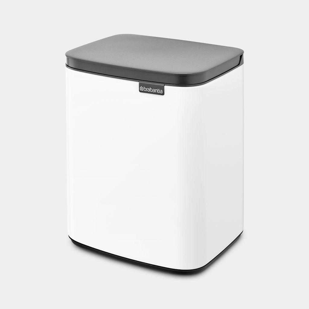 Brabantia Bo Pattumiera 7L in Acciaio Bianco - Rettangolare, Soft Close, Appendibile a Parete