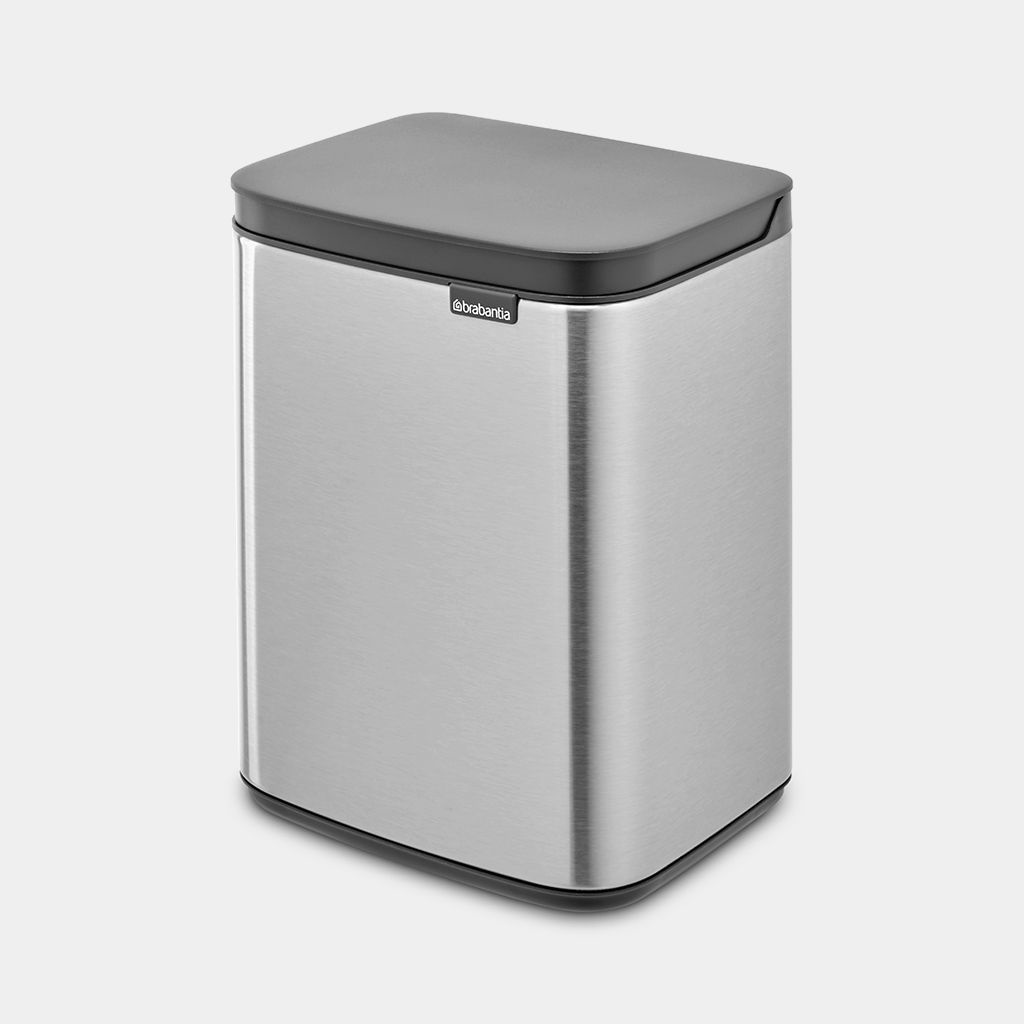 Brabantia Pattumiera Bo 4L in Acciaio Matt Steel - Rettangolare, Elegante, Soft Close, Appendibile a Parete