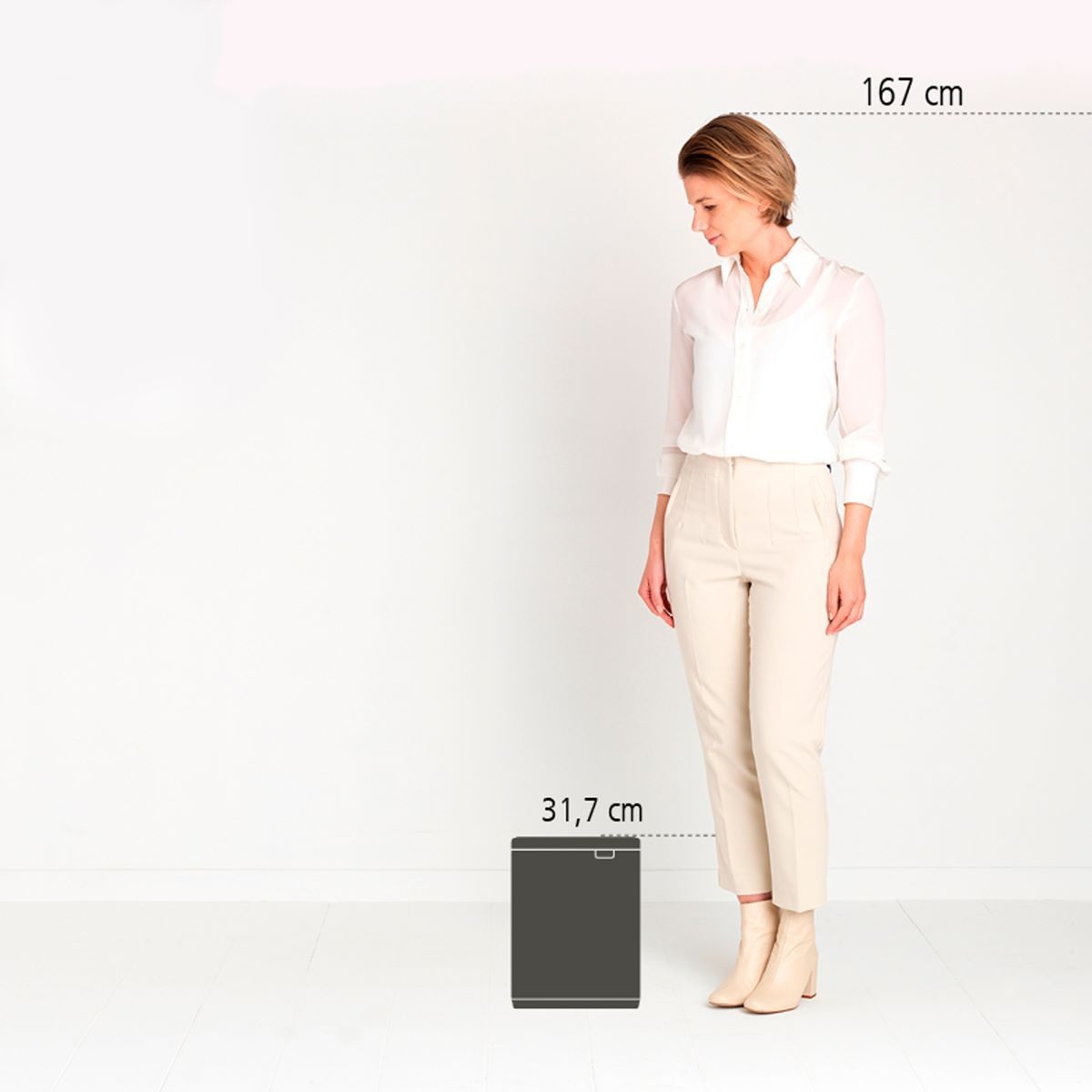 Brabantia Bo Pattumiera 7 L in Acciaio Rettangolare - Soft Close, Appendibile a Parete, Ideale per Bagno e Camera da Letto