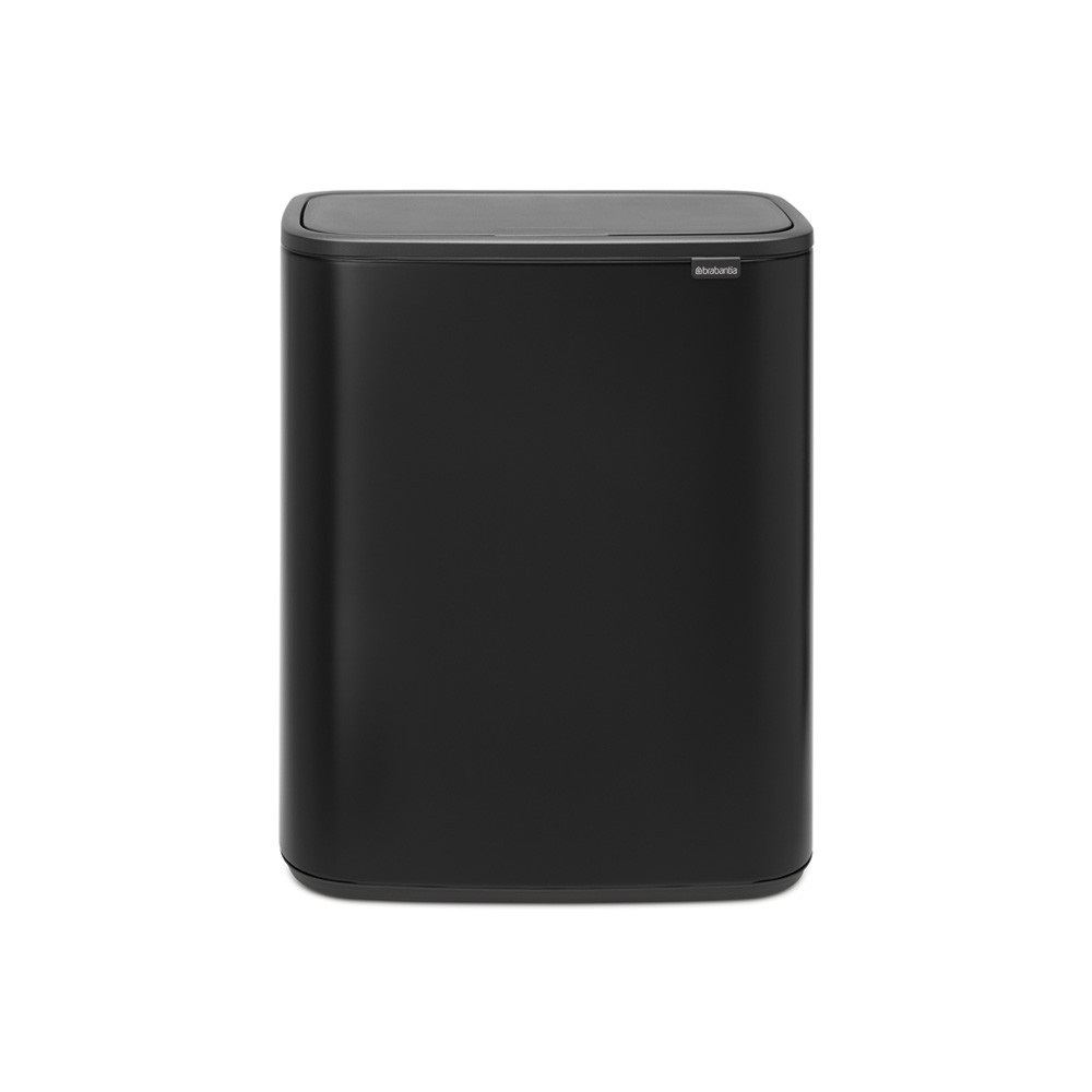 Brabantia Bo Touch Bin Pattumiera 60 L Metallo Nero Opaco - Chiusura Soft-Touch e Design Salva-spazio