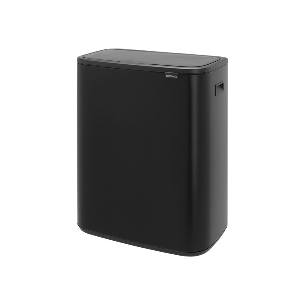 Brabantia Bo Touch Bin Pattumiera 60 L Metallo Nero Opaco - Chiusura Soft-Touch e Design Salva-spazio