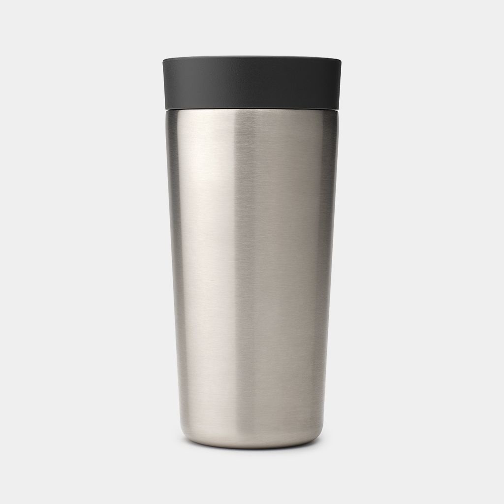 Brabantia Make & Take Tazza Termica 360 ml Dark Grey, Acciaio Inox, Coperchio Smart Click, Mantiene Calde le Bevande per 6 Ore e Fredde per 8 Ore