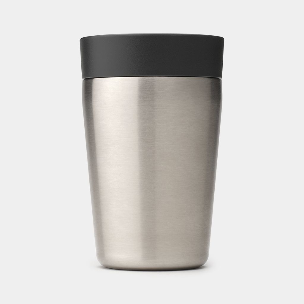 Brabantia Make & Take Tazza Termica 200 ml Dark Grey, Acciaio Inox, Coperchio Smart Click