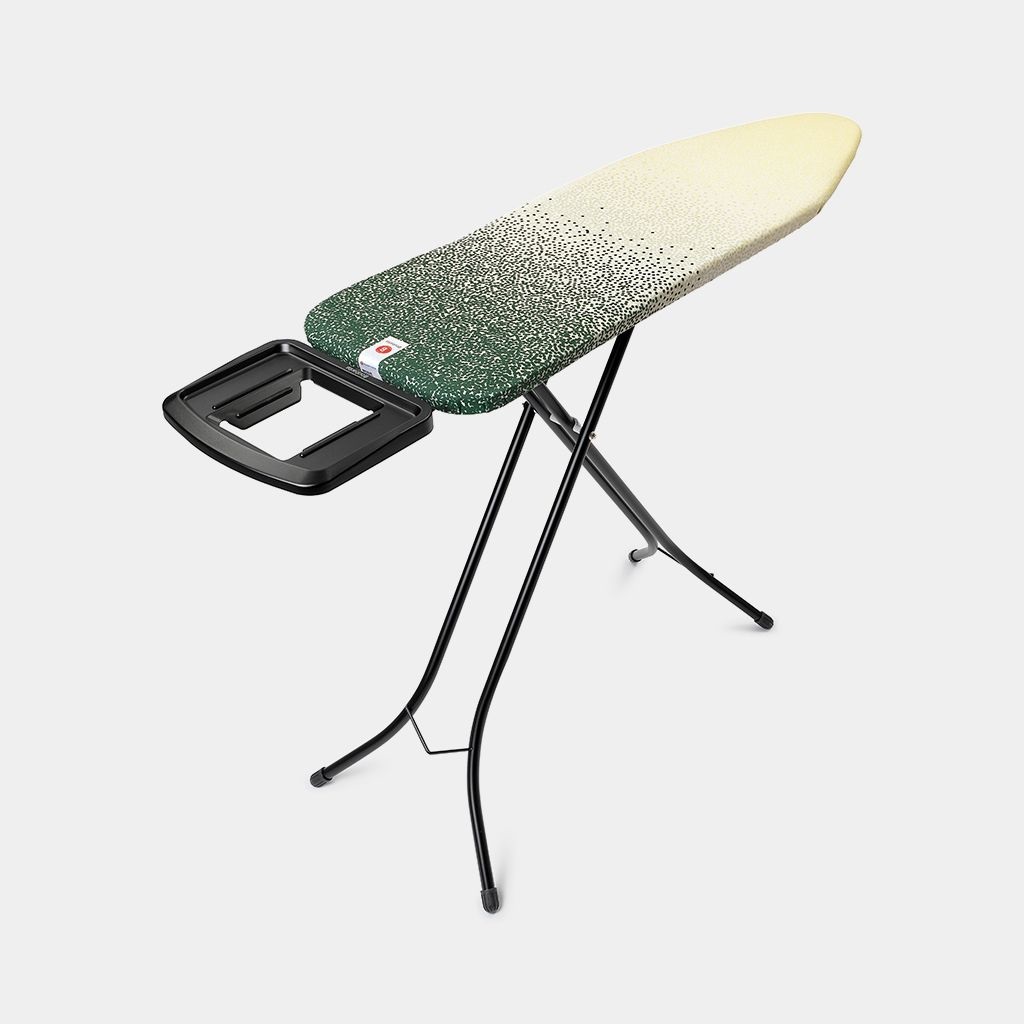 Brabantia Asse da Stiro B Comfort 124x38 cm - Fodera in Cotone Fairtrade, Altezza Regolabile, Piedi Antiscivolo, Poggiaferro per Ferro a Vapore