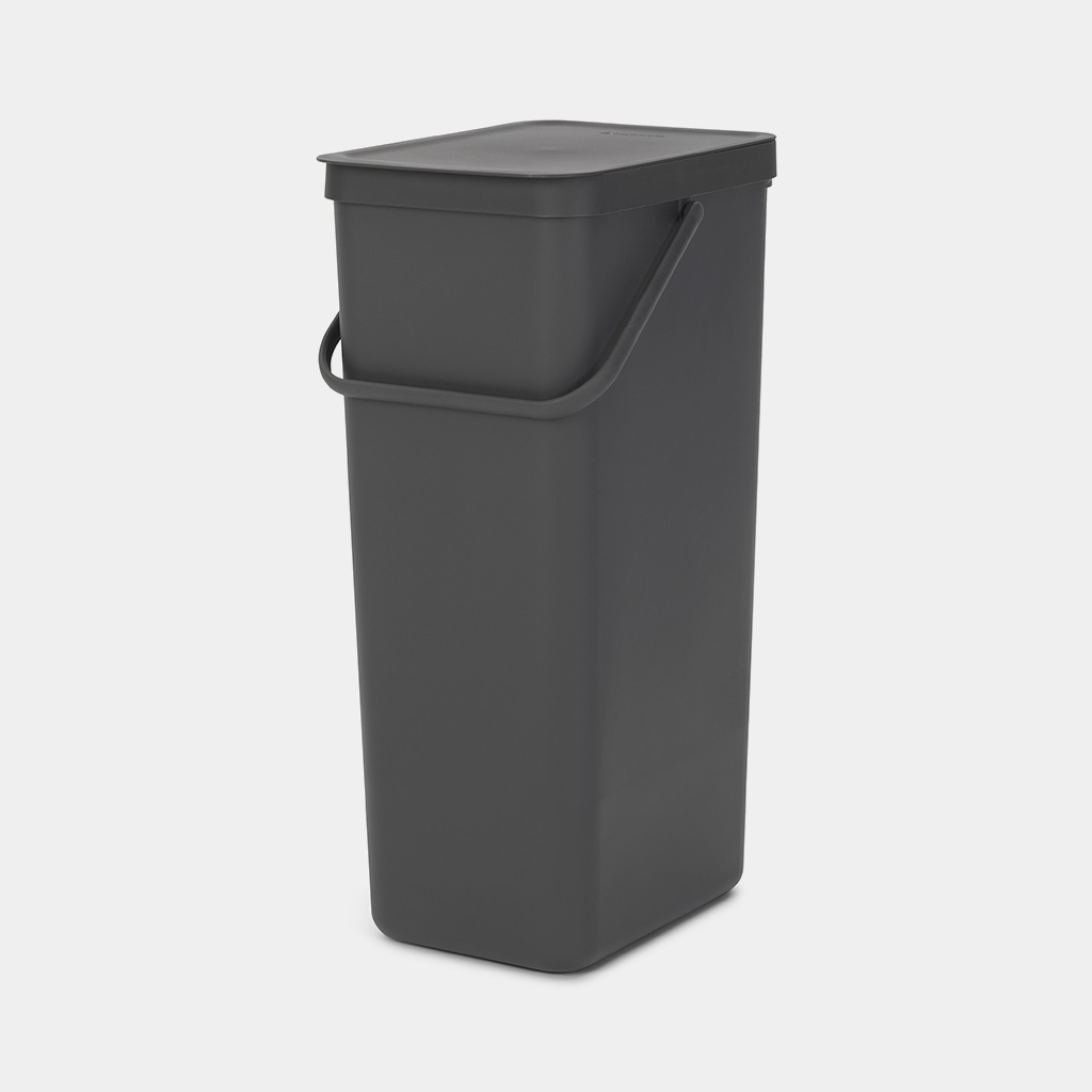 Brabantia Sort & Go Pattumiera per Raccolta Differenziata 40 L Rettangolare Grigio - Salvaspazio e Facile da Svuotare