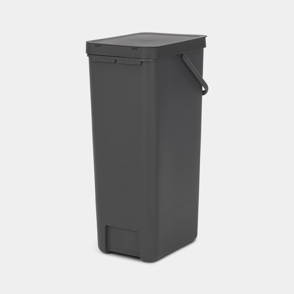 Brabantia Sort & Go Pattumiera per Raccolta Differenziata 40 L Rettangolare Grigio - Salvaspazio e Facile da Svuotare