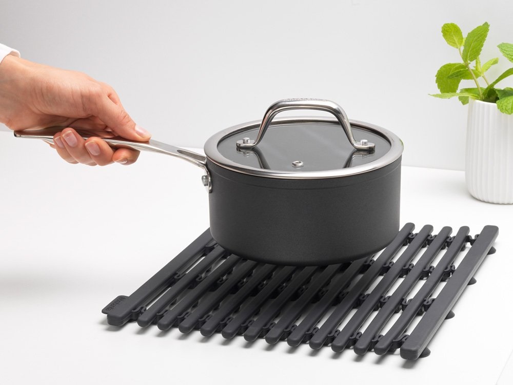 Brabantia Tappetino per Lavello in Silicone Grigio Scuro - Taglia Unica, Estensibile da 30 a 45 cm, con Ventose