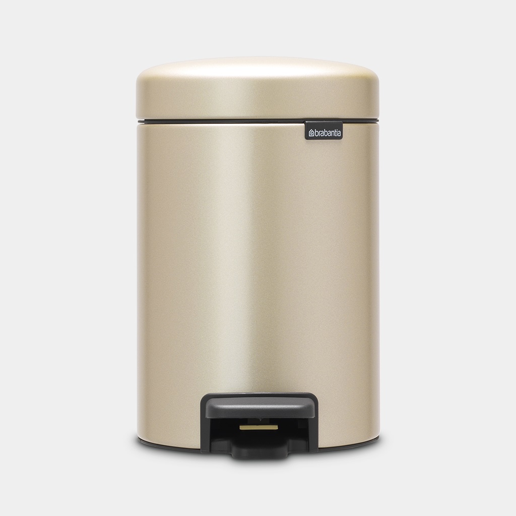 Brabantia NewIcon Pattumiera a Pedale da Bagno 3 Litri in Metallic Gold - Design Compatto con Coperchio Soft-Close