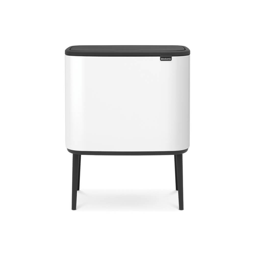 Brabantia Bo Touch Bin Pattumiera 11 23 Litri Metallo Bianco con Due Secchi Rimovibili