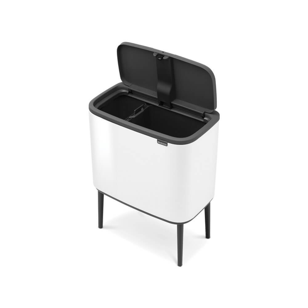 Brabantia Bo Touch Bin Pattumiera 11 23 Litri Metallo Bianco con Due Secchi Rimovibili