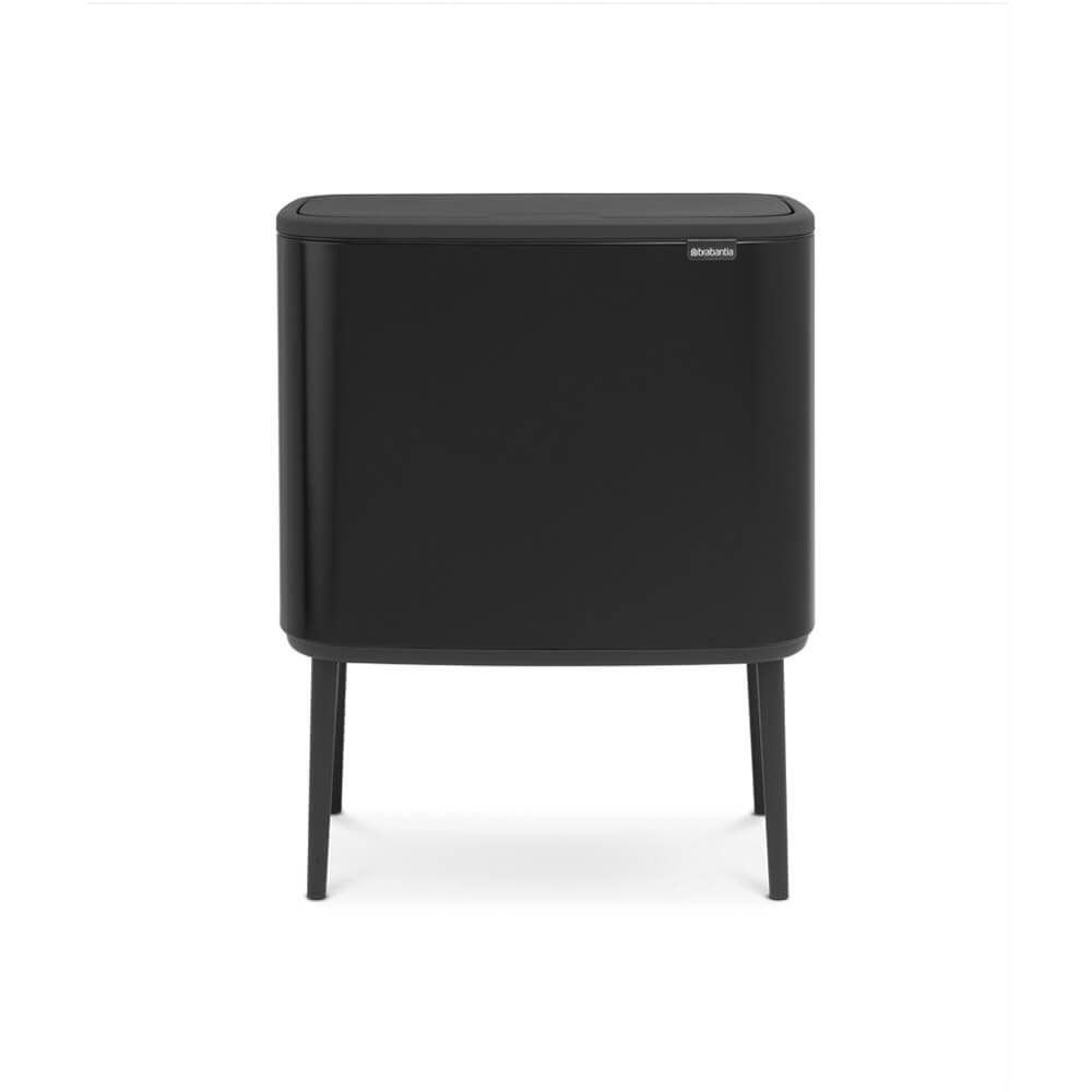 Brabantia Bo Touch Bin Pattumiera 3 x 11 Litri Metallo Nero Opaco - Design Elegante con Chiusura Soft-Touch