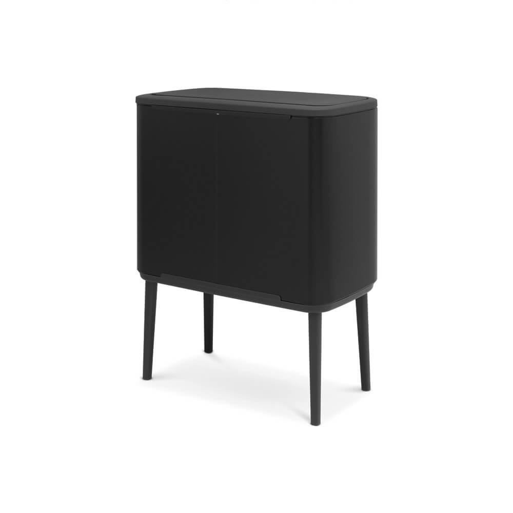 Brabantia Bo Touch Bin Pattumiera 3 x 11 Litri Metallo Nero Opaco - Design Elegante con Chiusura Soft-Touch