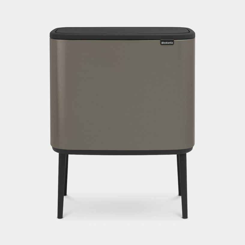 Brabantia Bo Touch Bin Pattumiera 11 23 Litri Metallo Platino con 2 Secchi Rimovibili e Chiusura Soft-Touch