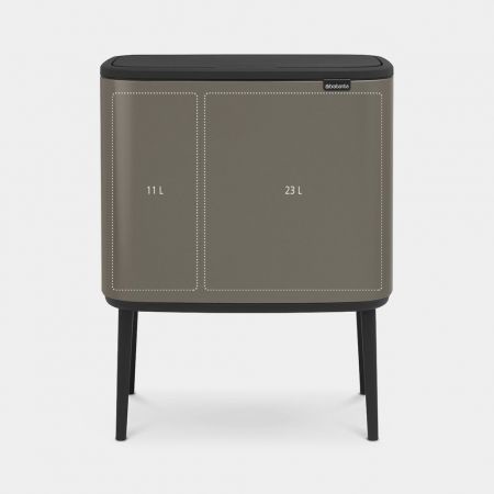 Brabantia Bo Touch Bin Pattumiera 11 23 Litri Metallo Platino con 2 Secchi Rimovibili e Chiusura Soft-Touch