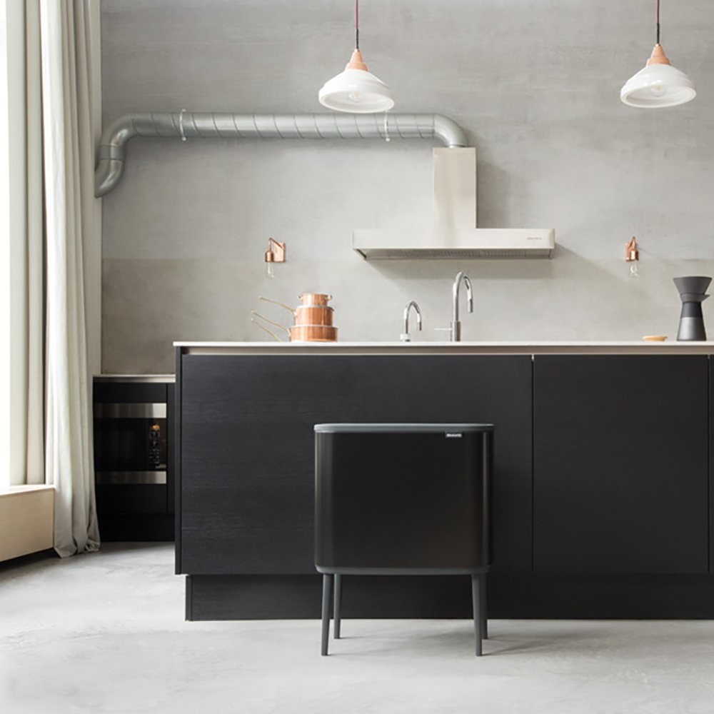 Brabantia Bo Touch Bin Pattumiera 34L Metallo Nero Opaco con 2 Secchi Rimovibili 11 23L e Sistema Soft-Touch