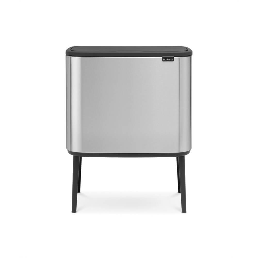 Brabantia Bo Touch Bin Pattumiera 34 L in Acciaio Inox Rettangolare con Due Contenitori Interni Rimovibili