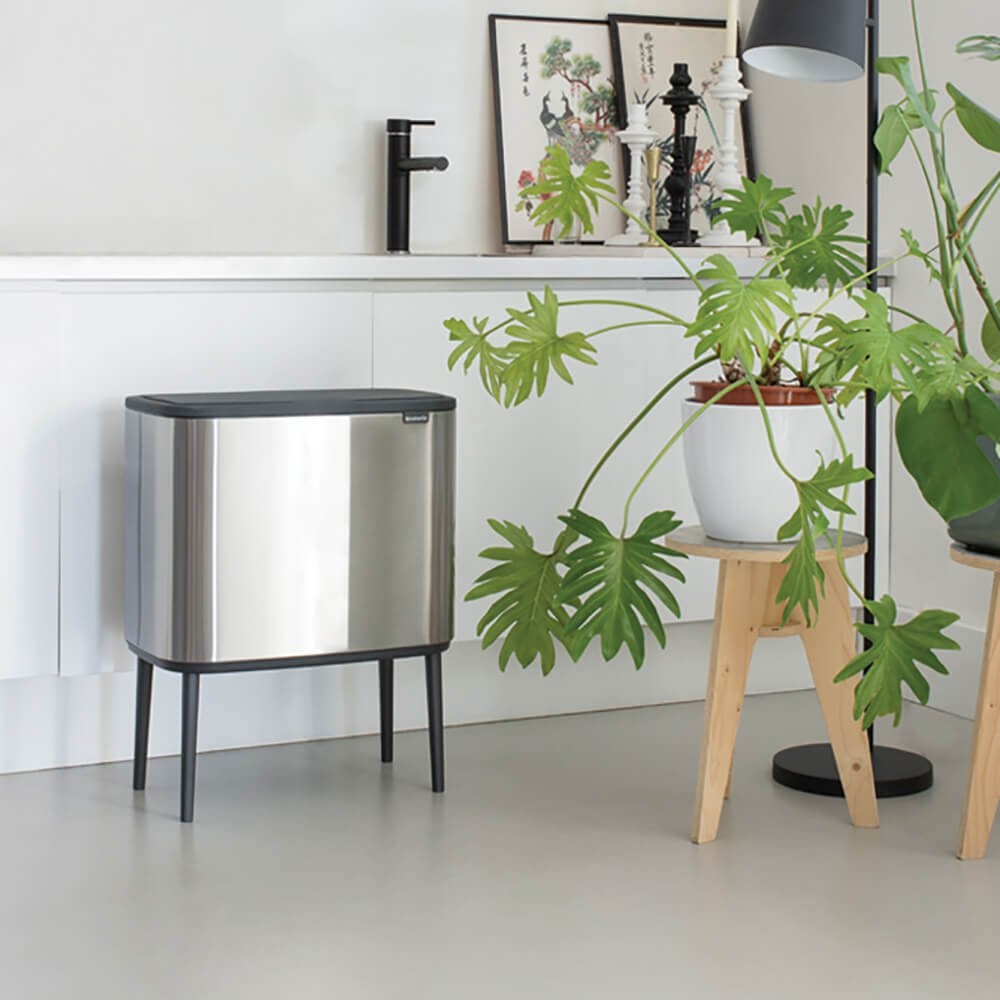 Brabantia Bo Touch Bin Pattumiera 34 L in Acciaio Inox Rettangolare con Due Contenitori Interni Rimovibili