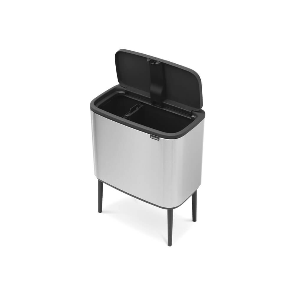 Brabantia Bo Touch Bin Pattumiera 34 L in Acciaio Inox Rettangolare con Due Contenitori Interni Rimovibili