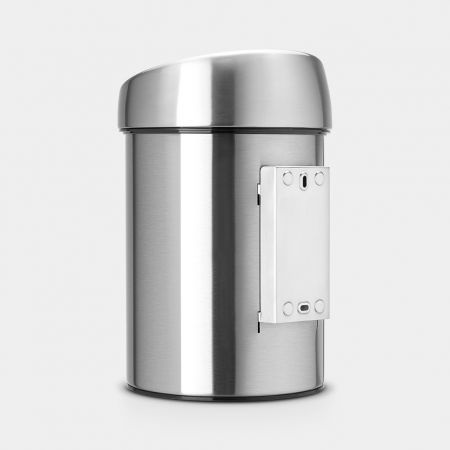 Brabantia Touch Bin Pattumiera 3 L Inox Satinato e Lucido con Meccanismo Soft-Touch e Supporto a Parete