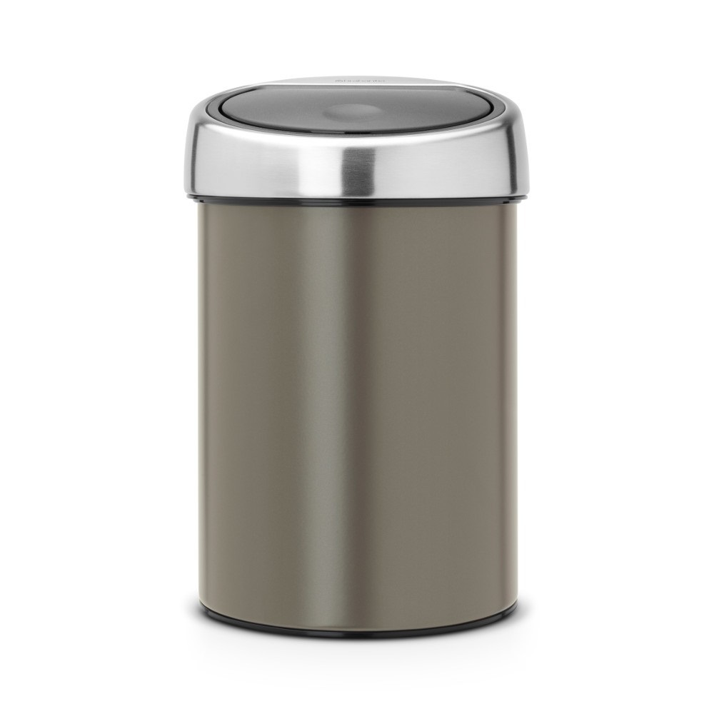 Brabantia Touch Bin 3 L con Coperchio Inox Lucido - Platino, Secchio Interno Estraibile, Rivestimento Anti-Impronte, Meccanismo Soft-Touch