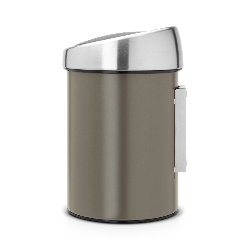 Brabantia Touch Bin 3 L con Coperchio Inox Lucido - Platino, Secchio Interno Estraibile, Rivestimento Anti-Impronte, Meccanismo Soft-Touch