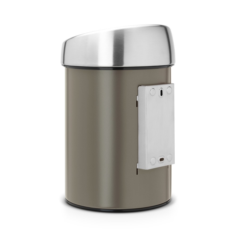 Brabantia Touch Bin 3 L con Coperchio Inox Lucido - Platino, Secchio Interno Estraibile, Rivestimento Anti-Impronte, Meccanismo Soft-Touch
