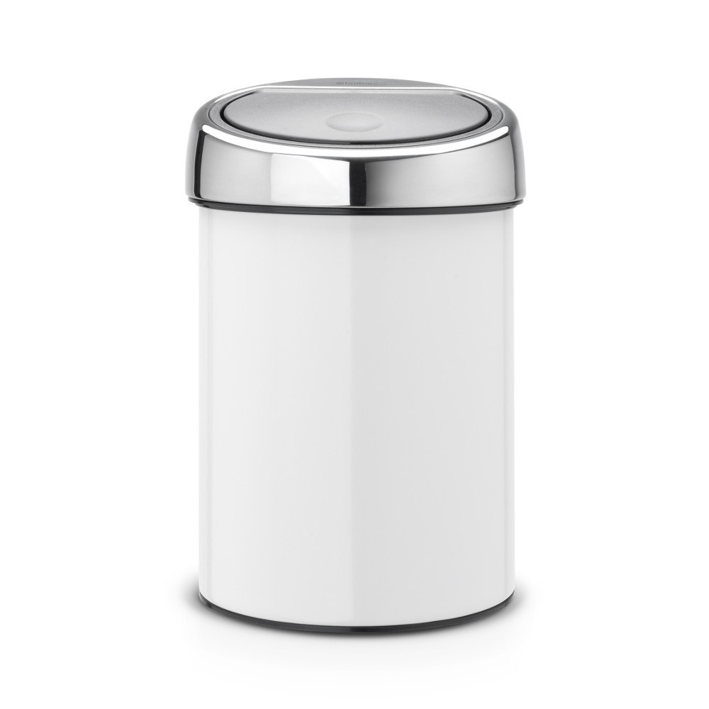 Brabantia Touch Bin Cestino per Spazzatura 3 L Bianco con Coperchio Inox Lucido e Chiusura Silenziosa