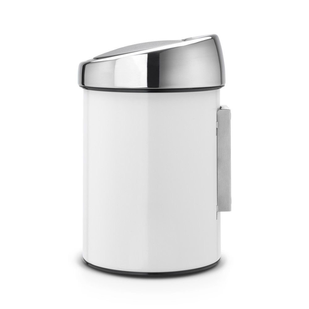 Brabantia Touch Bin Cestino per Spazzatura 3 L Bianco con Coperchio Inox Lucido e Chiusura Silenziosa