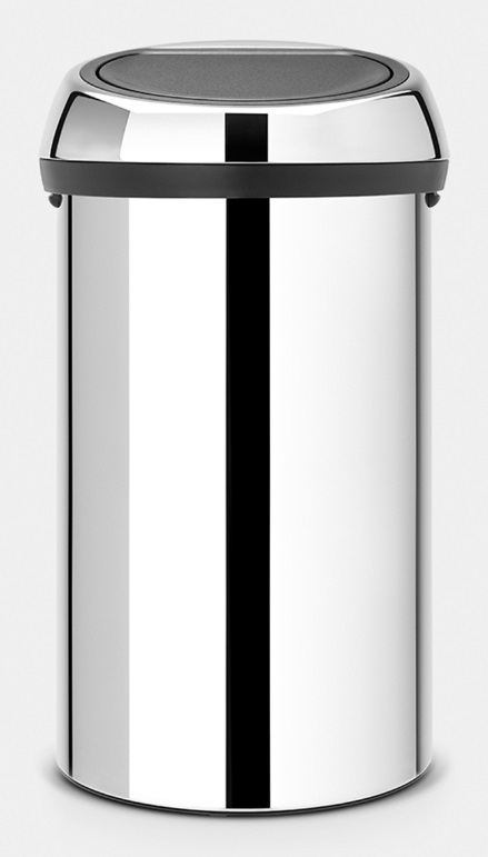 Brabantia Touch Bin Pattumiera in Acciaio Inox Lucido, 60 L, Apertura XXL e Meccanismo Soft-Touch