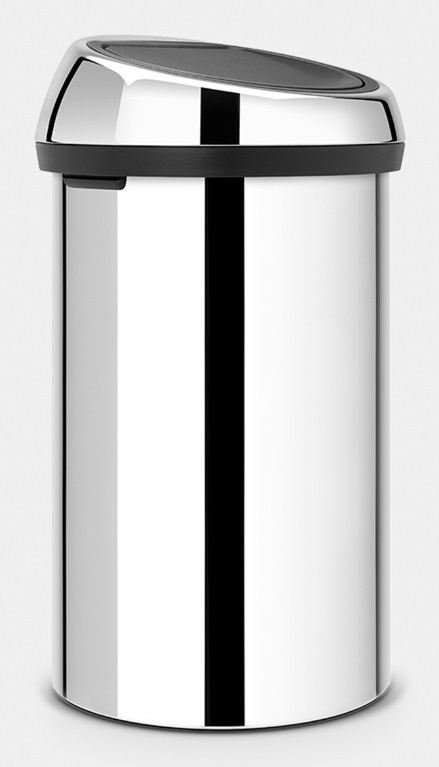 Brabantia Touch Bin Pattumiera in Acciaio Inox Lucido, 60 L, Apertura XXL e Meccanismo Soft-Touch