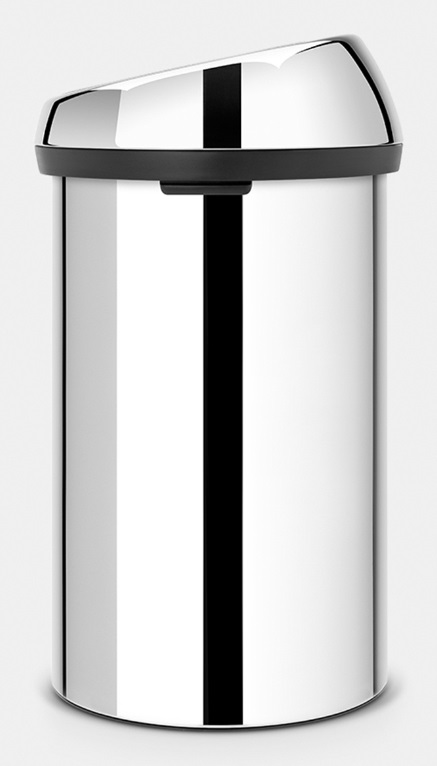 Brabantia Touch Bin Pattumiera in Acciaio Inox Lucido, 60 L, Apertura XXL e Meccanismo Soft-Touch