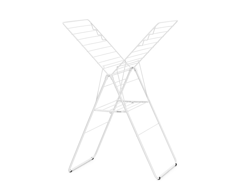 Brabantia HangOn Stendibiancheria in Acciaio Inossidabile Bianco Fresco - 20 Metri, Altezza Regolabile, Fino a Due Carichi di Biancheria