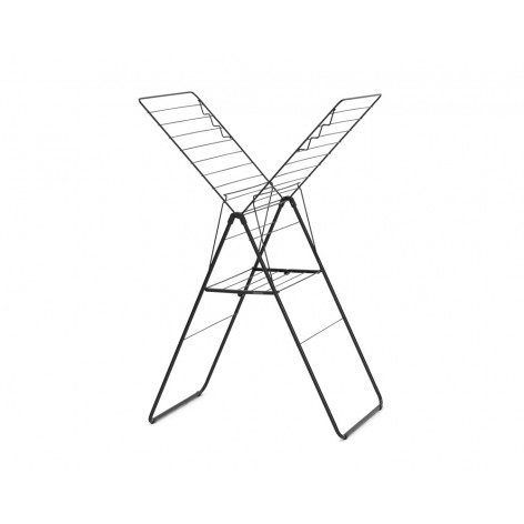 Brabantia HangOn Stendibiancheria 20 Metri Nero Opaco - Compatto, Pieghevole, Regolabile, in Acciaio Inox