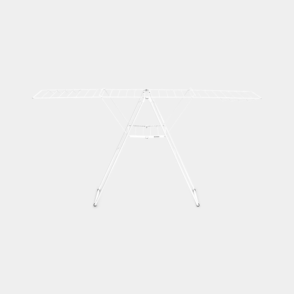 Brabantia HangOn Stendibiancheria da Pavimento in Acciaio Bianco Fresco, 25 Metri, Altezza Regolabile, Fino a Due Carichi di Biancheria