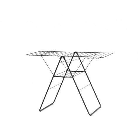 Brabantia HangOn Stendibiancheria 25 Metri Nero Opaco - Compatto, Pieghevole, Regolabile in Acciaio Inossidabile