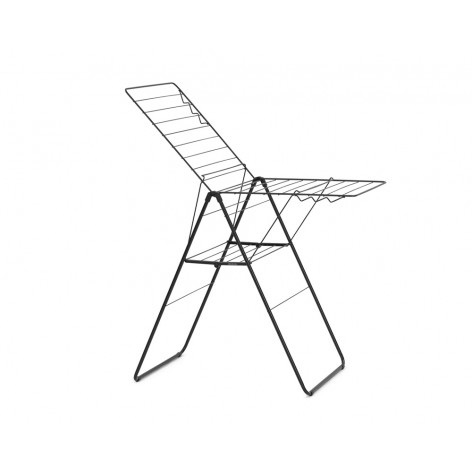 Brabantia HangOn Stendibiancheria 25 Metri Nero Opaco - Compatto, Pieghevole, Regolabile in Acciaio Inossidabile