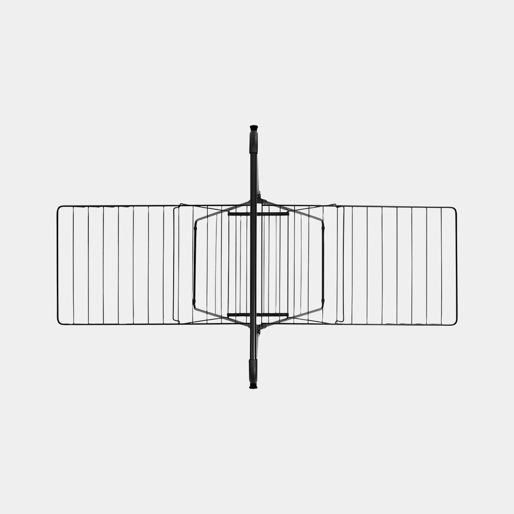 Brabantia Stendibiancheria T-model 403521 - 25 Metri di Spazio di Asciugatura, Nero Opaco, con Asta per Appendere e Capacità Fino a Tre Carichi di Lavatrice