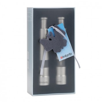 Brabantia 611407 Set Macina Sale e Pepe in Acciaio Inox - 13,5 cm, con Indicazione P & S e Confezione Regalo