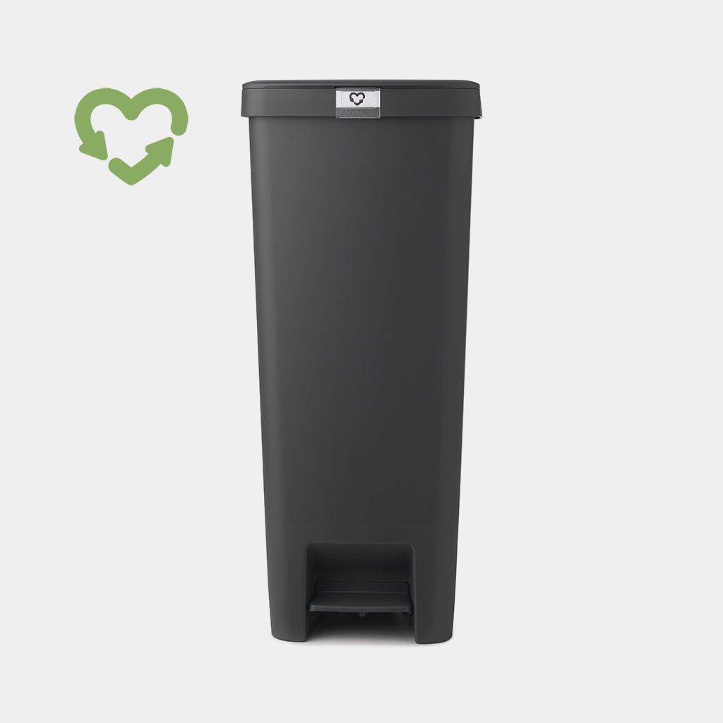 Brabantia Pattumiera a Pedale StepUp 40 Litri Grigio Scuro - Realizzata con Materiale Riciclato