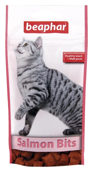 BEAPHAR Salmon Bits 35g - Snack croccanti al salmone con pasta di malto per gatti, favoriscono l'espulsione dei peli