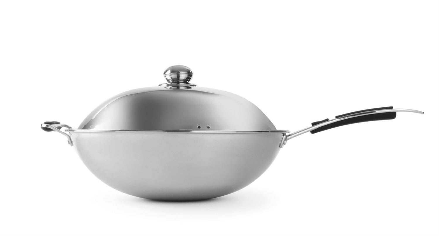 Hendi Wok 239773 - Padella Professionale in Acciaio Inox con Coperchio