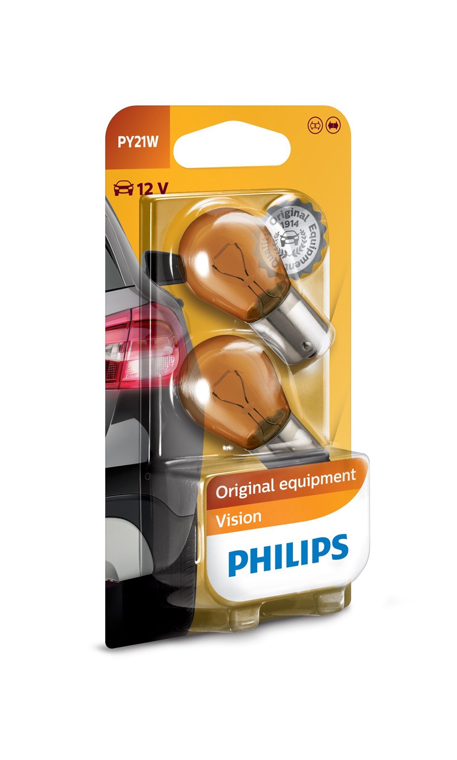 Philips Vision 12496NAB2 Lampadina a Incandescenza 12V PY21W 21W - Maggiore Visibilità