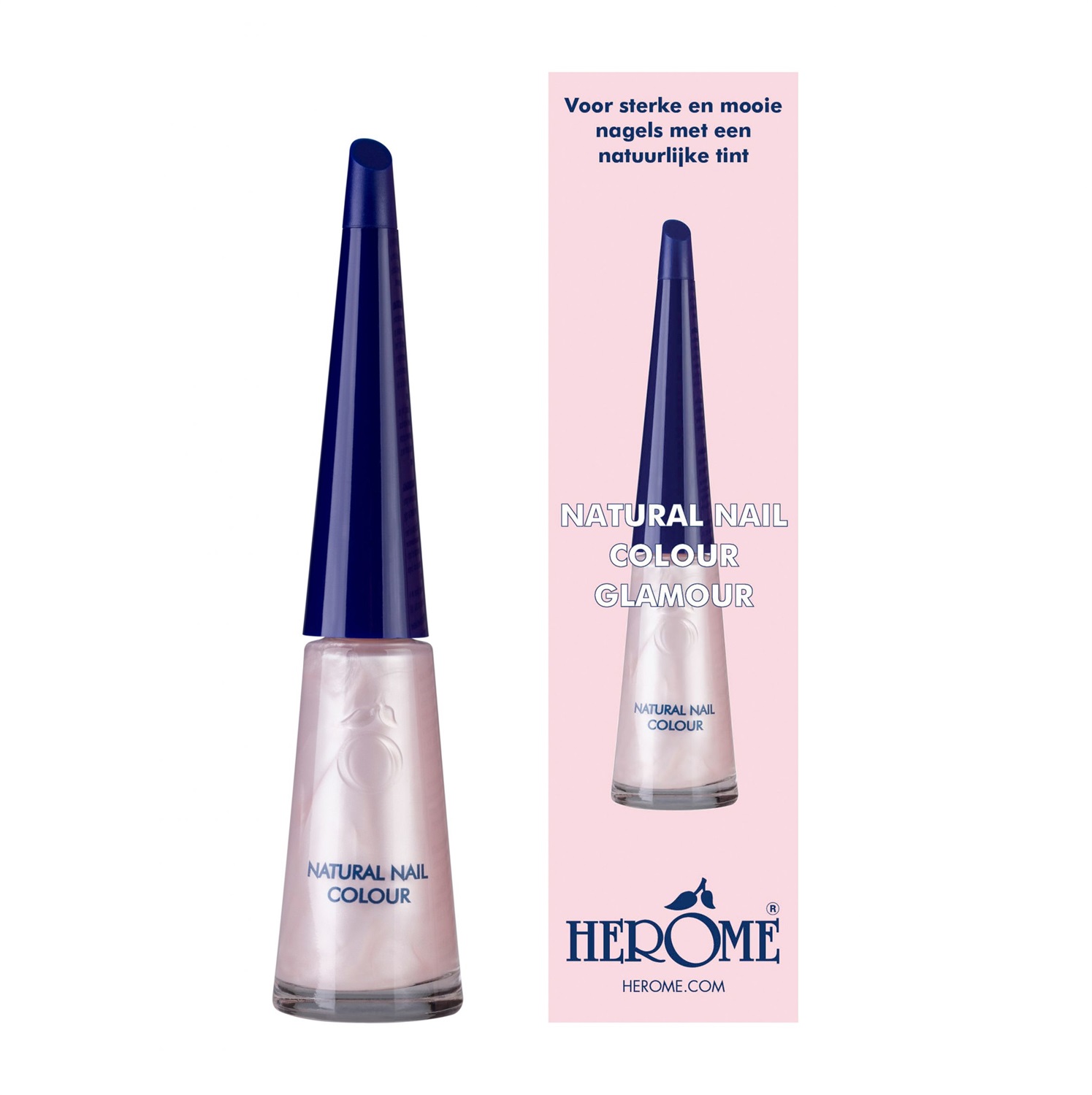 Herome Natural Nail Colour Glamour 10ml - Smalto per Unghie Rinforzante Colore Salmone Glitterato