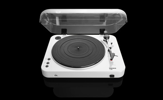 Lenco L-85 Giradischi Bianco Laccato con Registrazione Diretta su USB Key, Trazione a Cinghia, Semiautomatico, Testina Magnetica