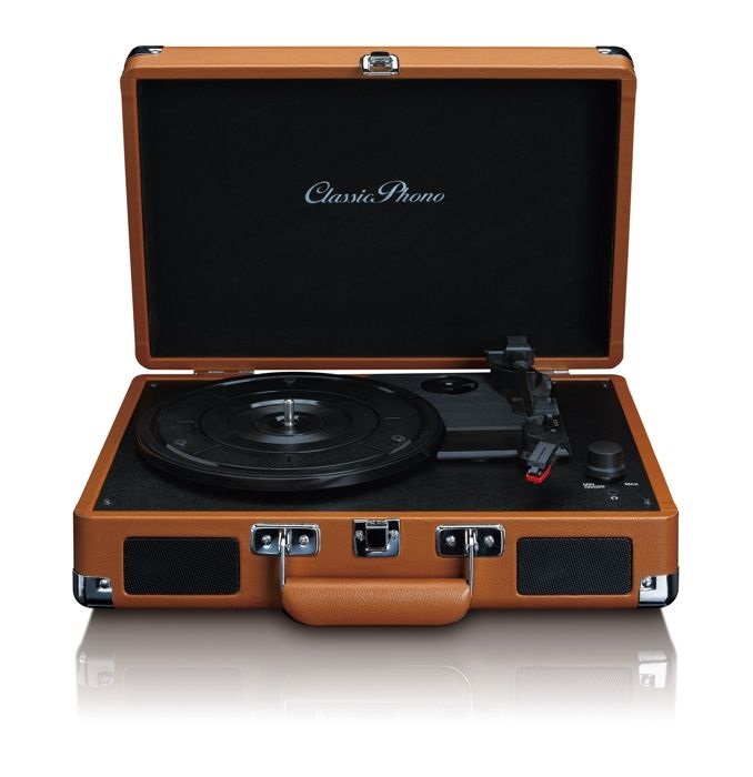 Lenco TT-10 Giradischi Automatico con Trasmissione a Cinghia - Colore Nero e Marrone, Acciaio Inossidabile, Altoparlanti Integrati